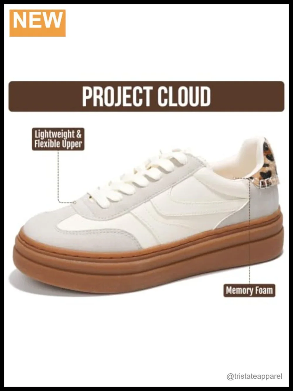 Platform Sneakers with Memory Foam Insole, Breathable & Lightweight